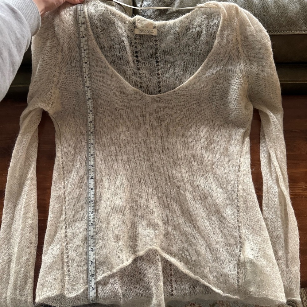 Kid Mohair Zara Knit cream tan sweater long sleeve base layer light weight large